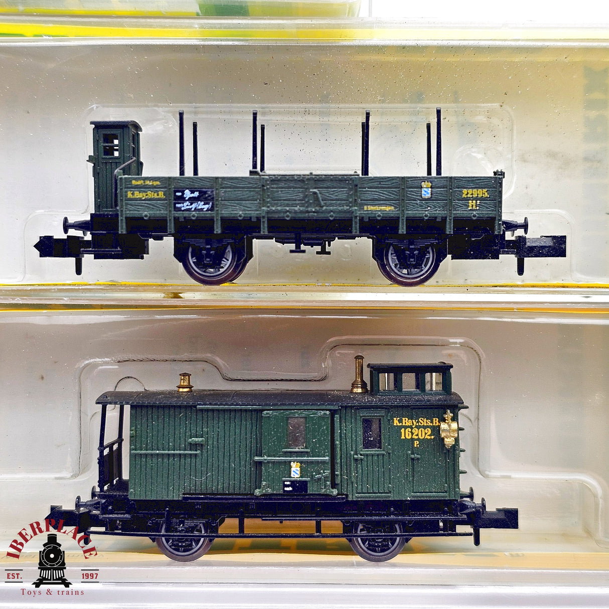 ♻️ 2da mano - Minitrix 5x vagones plataforma telero K.Bay.Sts.B N escala 1:160 E13