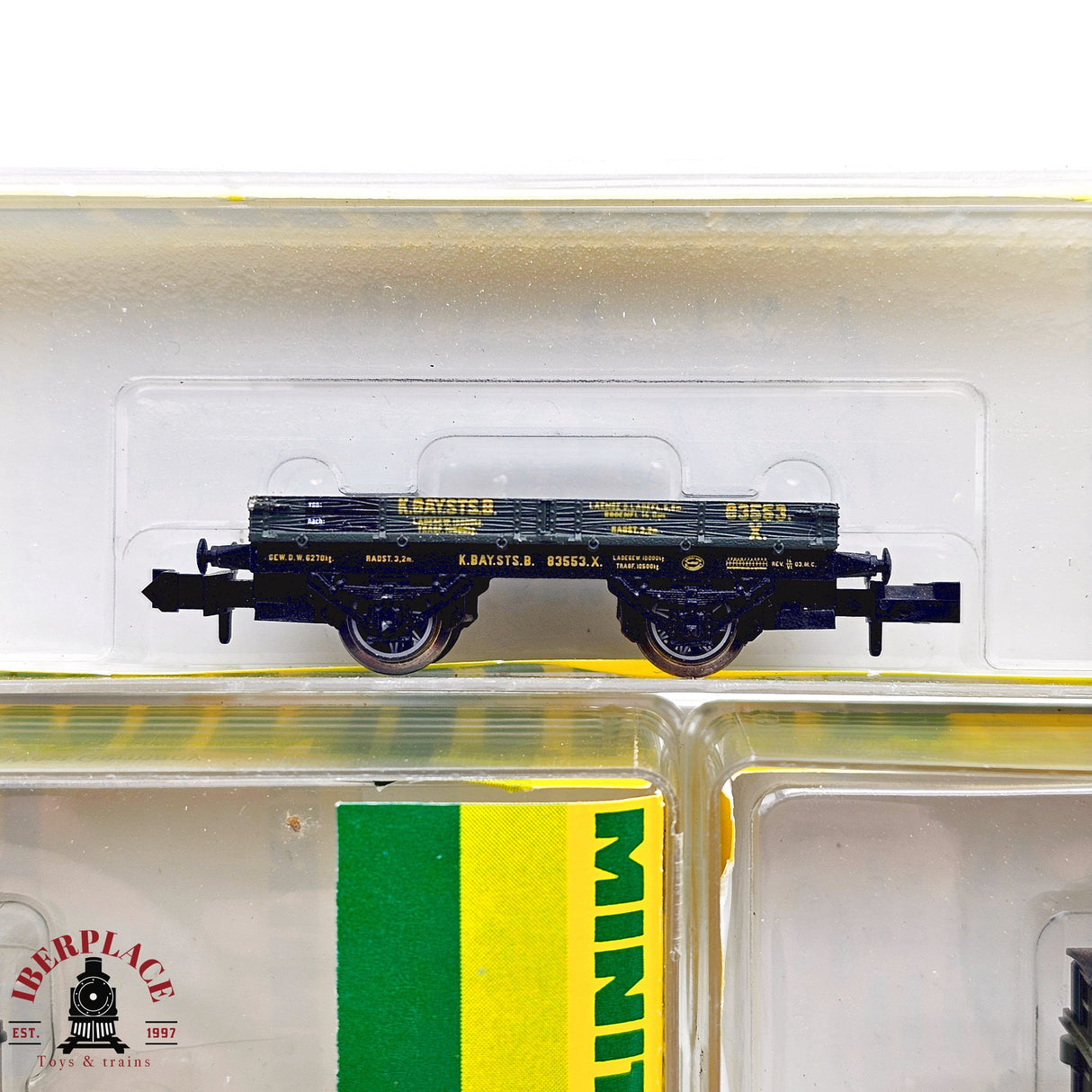 ♻️ 2da mano - Minitrix 5x vagones plataforma telero K.Bay.Sts.B N escala 1:160 E13