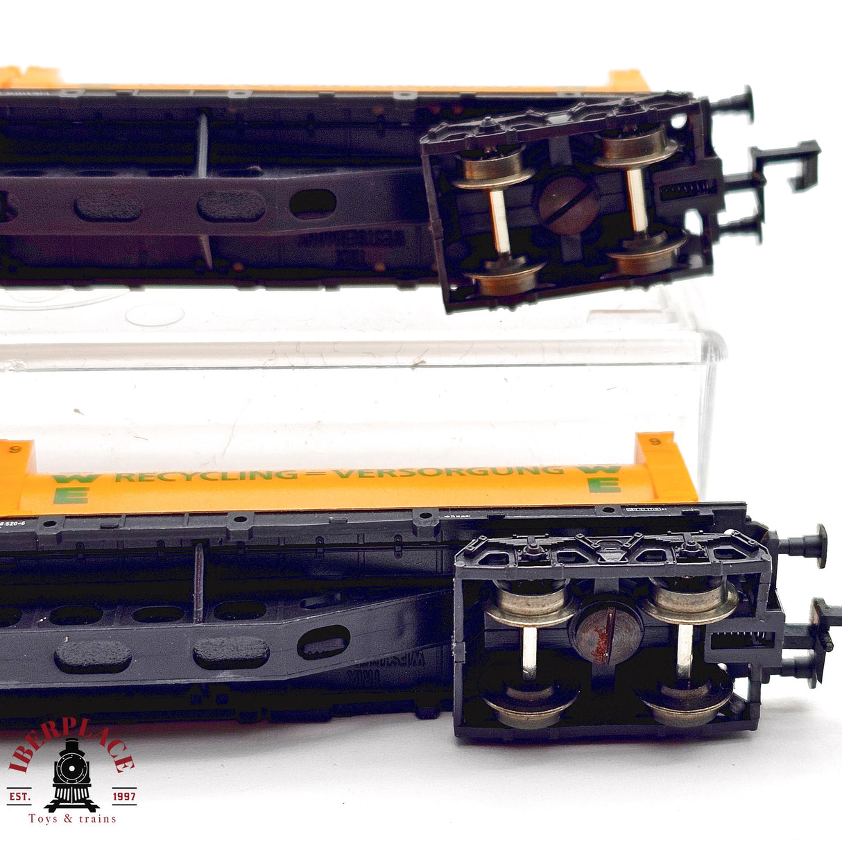 ♻️ 2da mano - Minitrix 13831 vagones telero con contenedores DWE DB N escala 1:160 E13