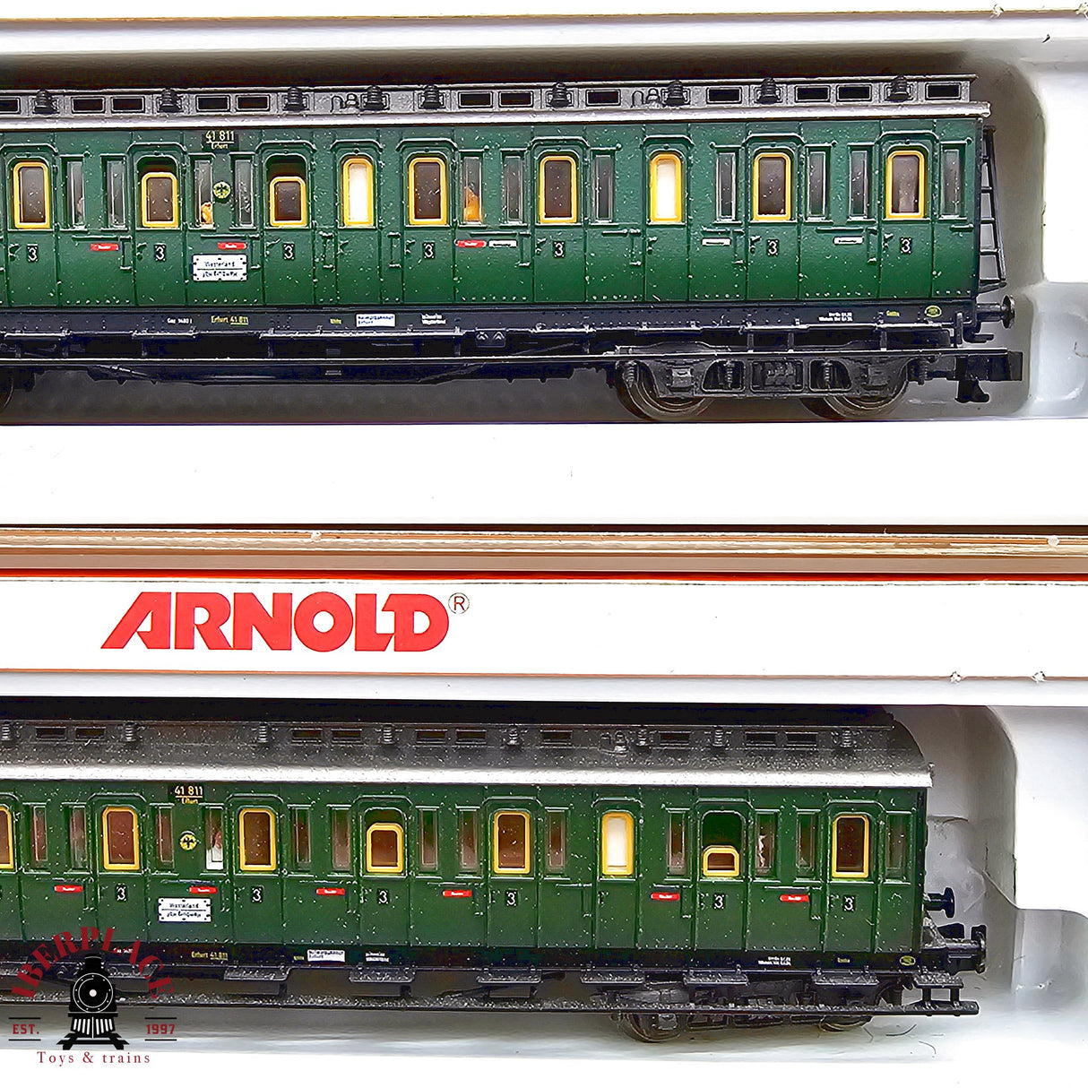 ♻️ 2da mano - Arnold 3x vagones pasajeros DRG clase 3 N escala 1:160 E13