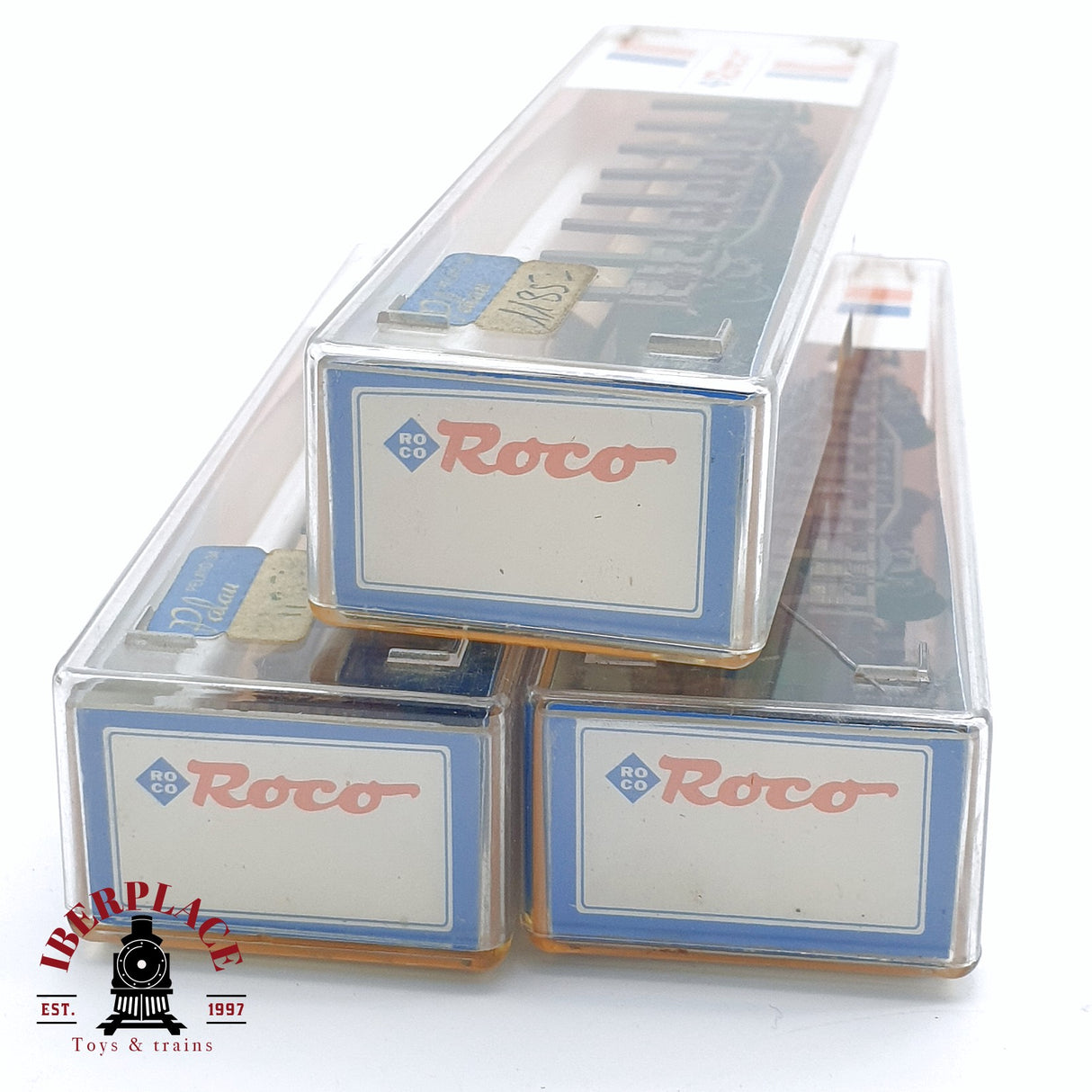 ♻️ 2da mano - 3x Roco vagones telero con maderas de carga DB N escala 1:160