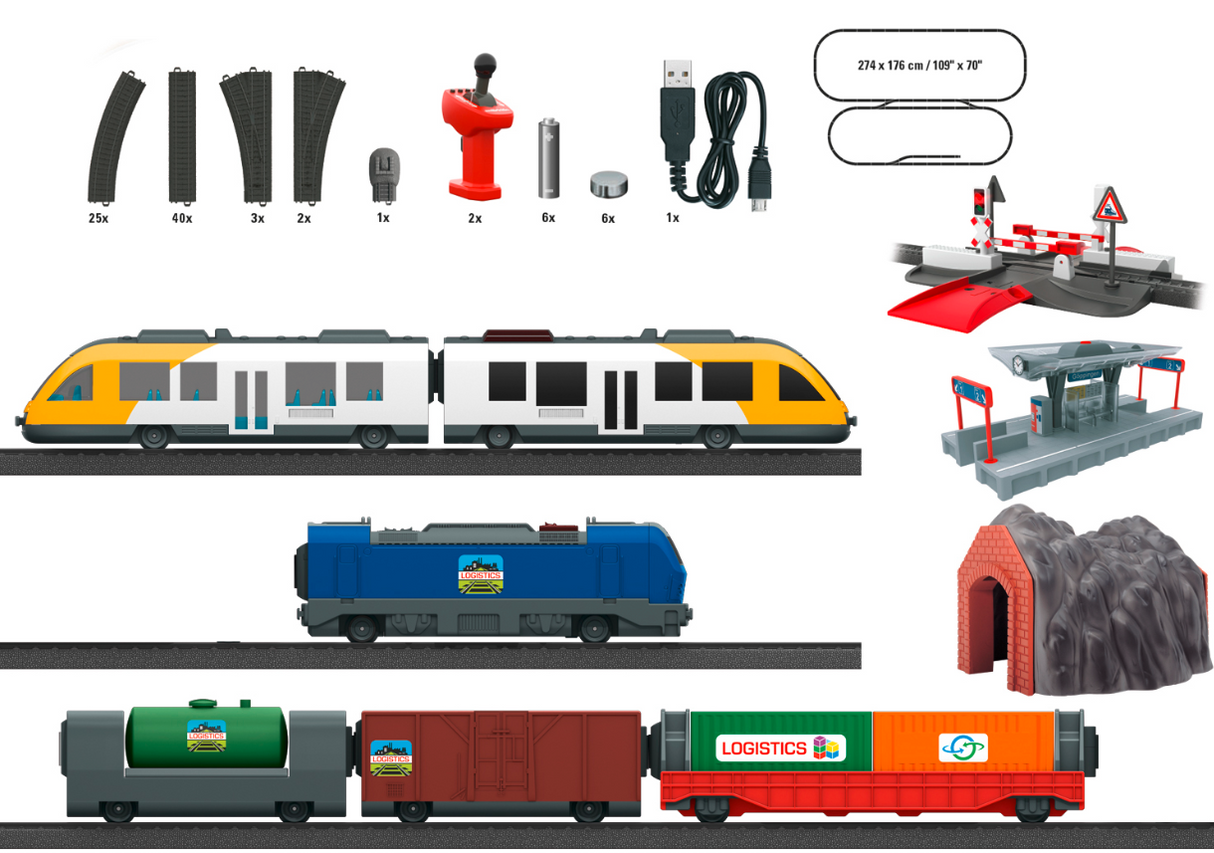 1/87 Märklin my world 29343 Caja de iniciación premium 2 trenes con sonido y luces escala ho 00