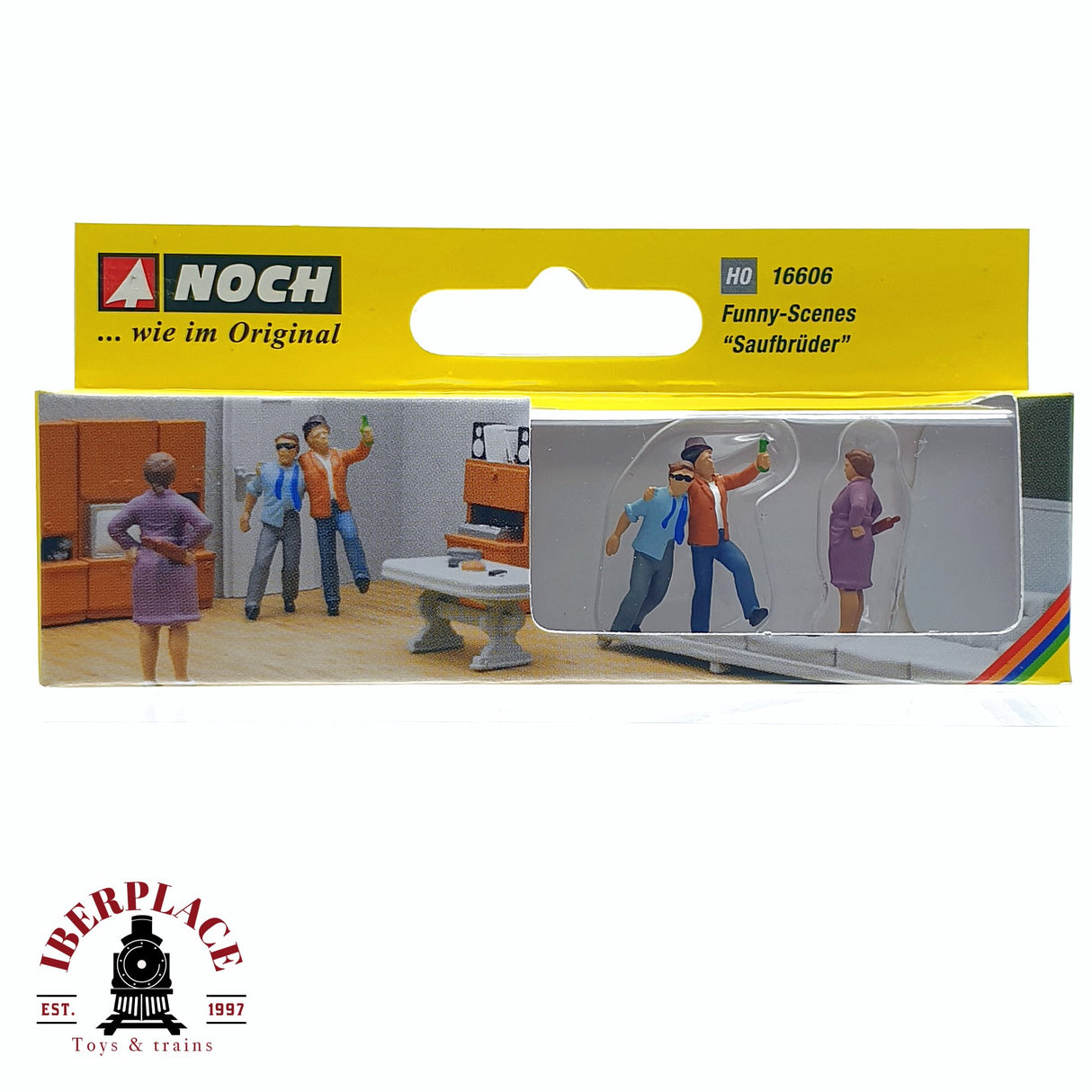 🆕 Noch - 16606 - Figuras "Compañeros de Juerga" con Carretilla - Escala H0 1:87