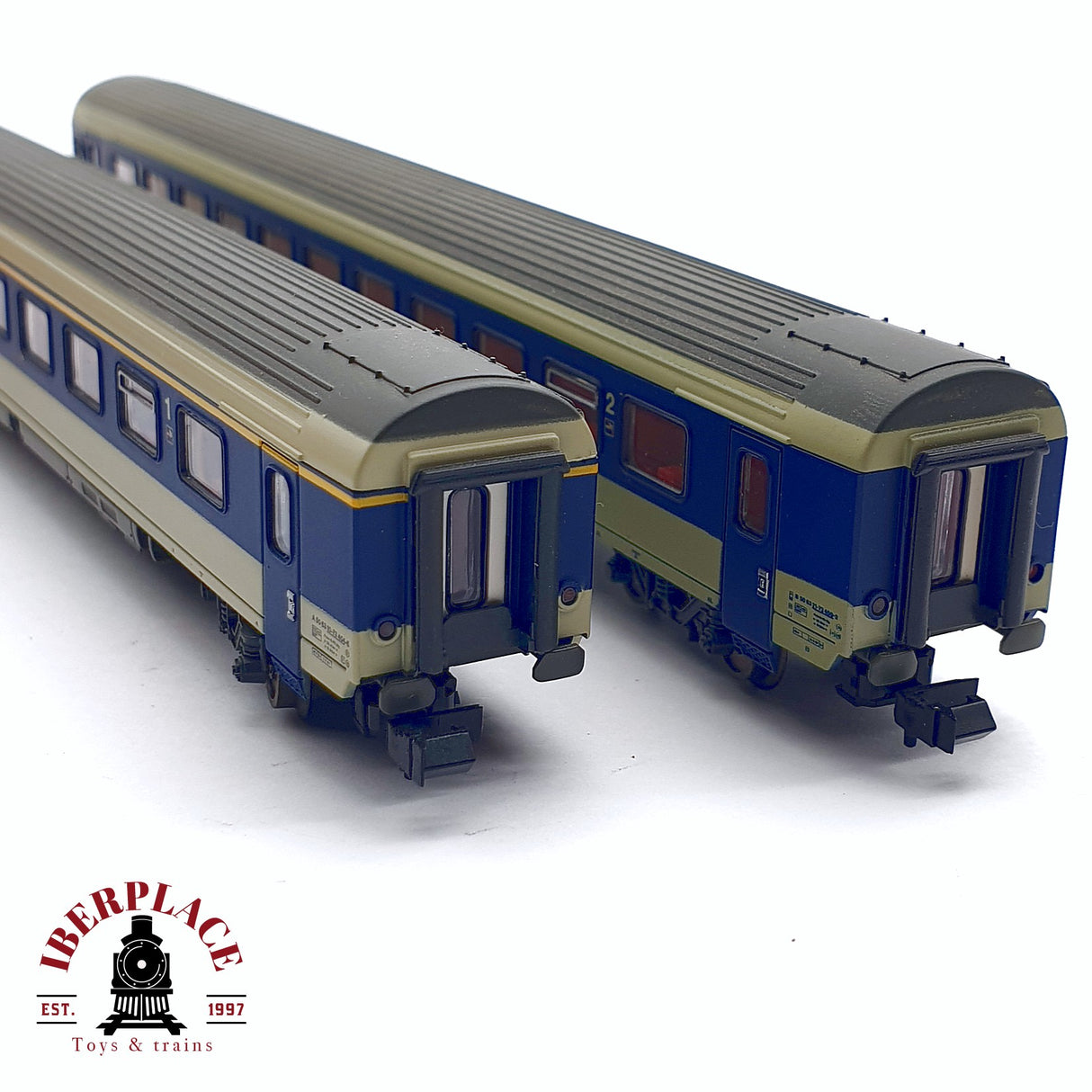 ♻️ 2da mano - Roco 2x 24277/78 vagones pasajero BLS Lötschbergbahn N escala 1:160