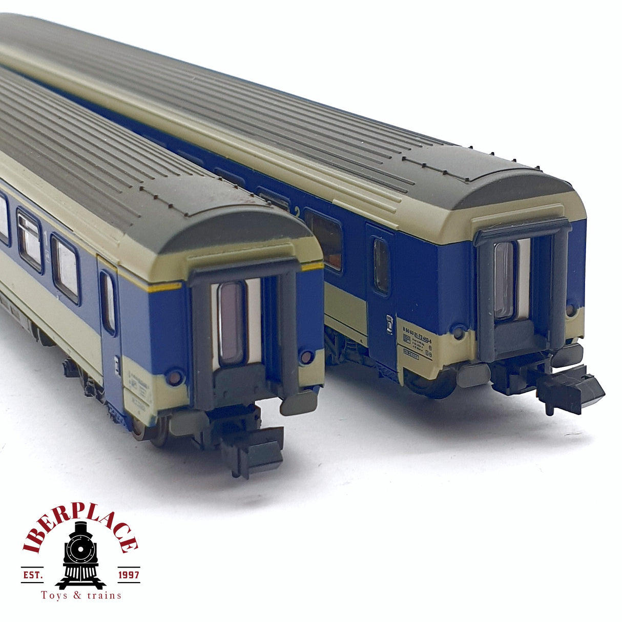 ♻️ 2da mano - Roco 2x 24277/78 vagones pasajero BLS Lötschbergbahn N escala 1:160