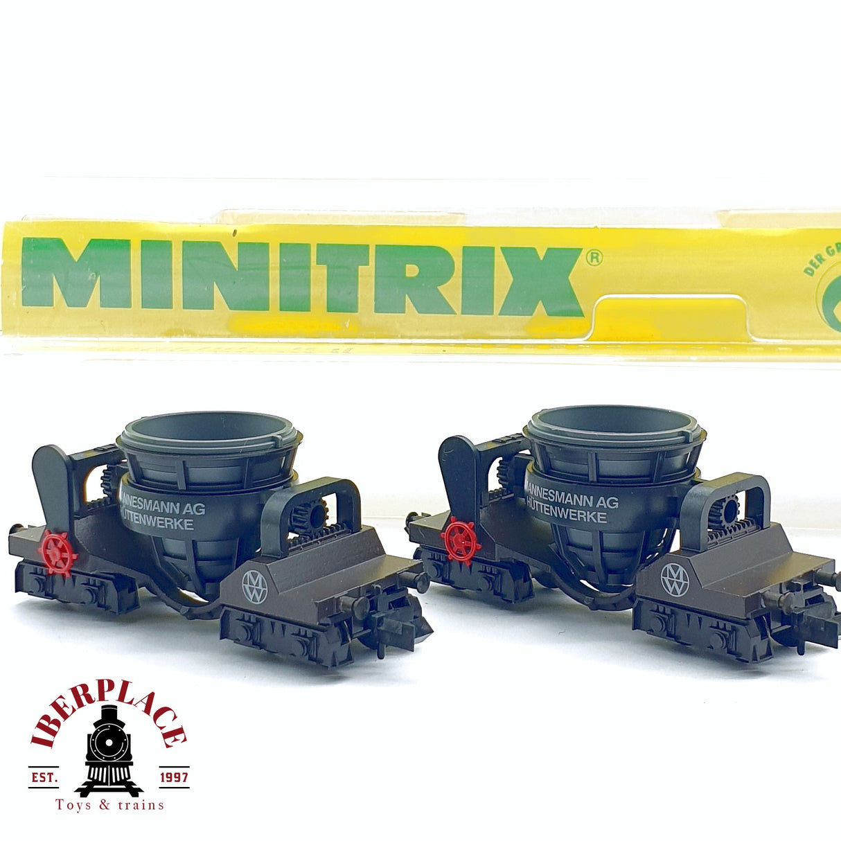 ♻️ 2da mano - Minitrix 13827 vagones escoria Mannesmann AG Hüttenwerke N escala 1:160