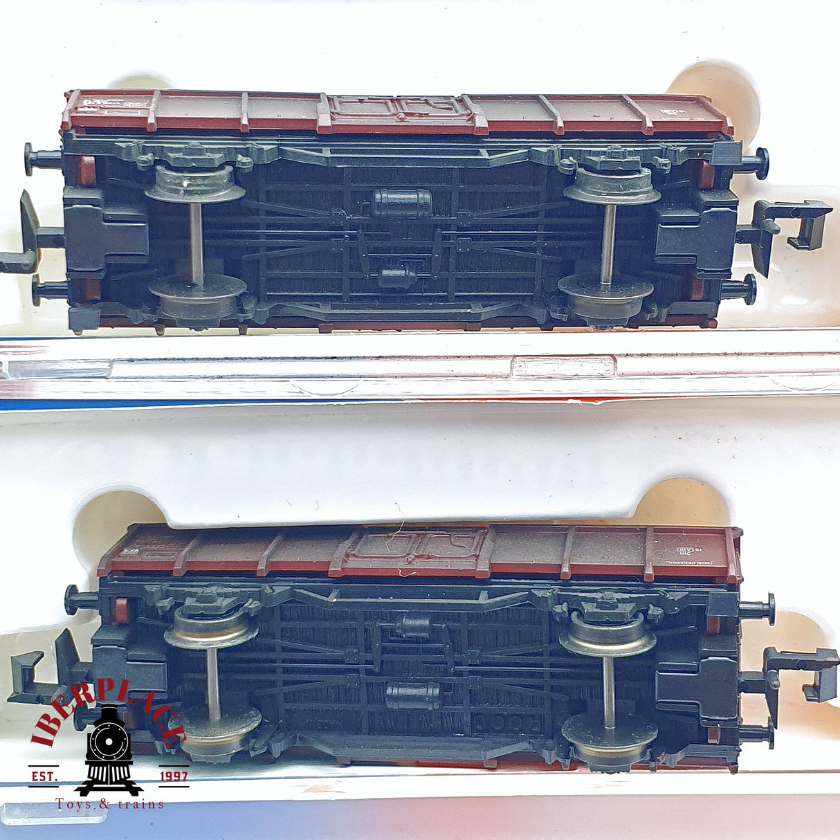 ♻️ 2da mano - Roco 2x 25086 vagones de borde alto con carbón EUROP SNCF N escala 1:160