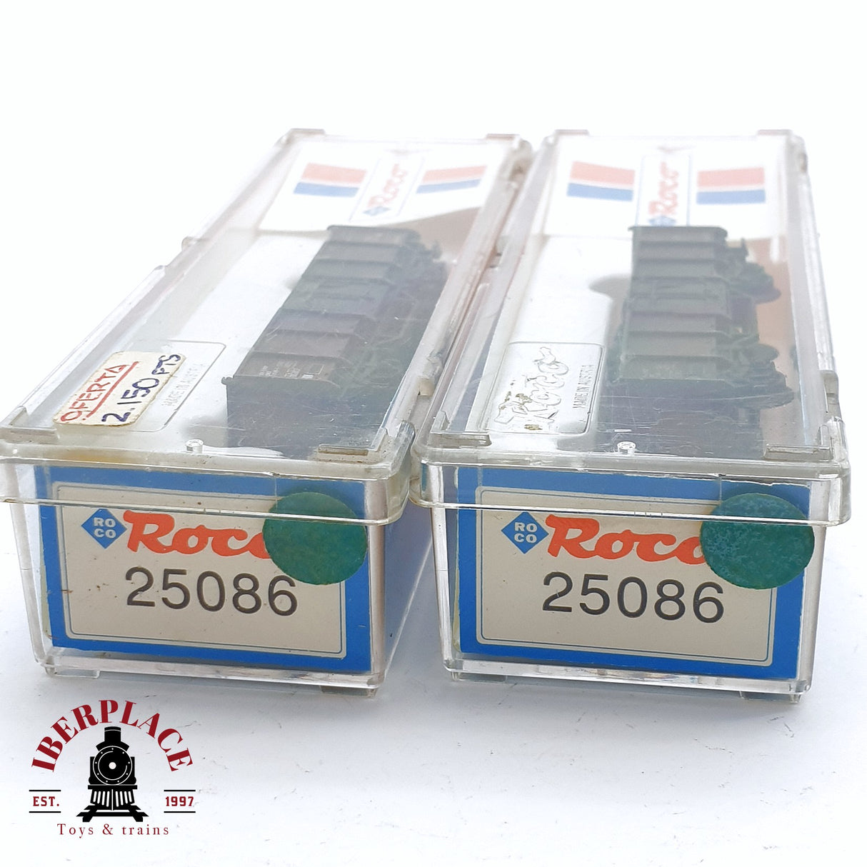 ♻️ 2da mano - Roco 2x 25086 vagones de borde alto con carbón EUROP SNCF N escala 1:160