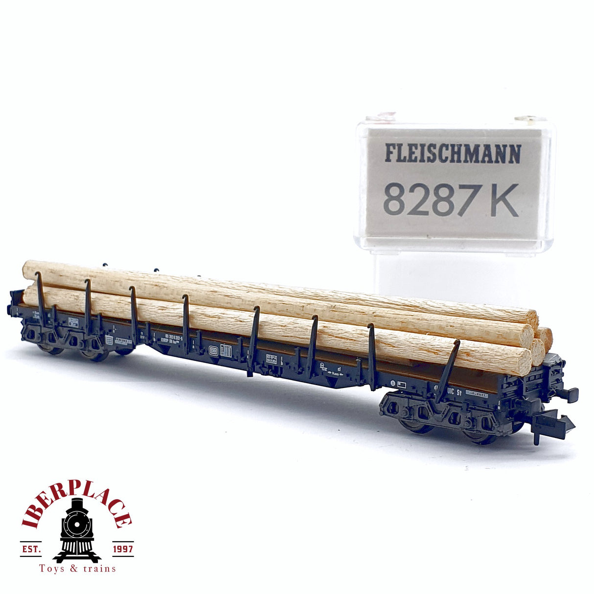 ♻️ 2da mano - Fleischmann 8287K vagón estacas con troncos DB N escala 1:160