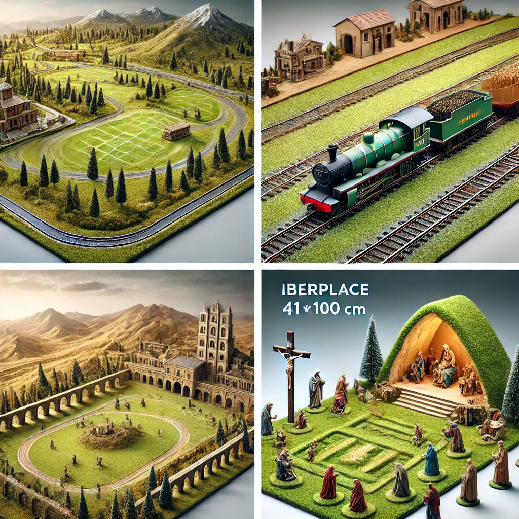 Iberplace Alfombra de Césped Artificial 41×100 cm (7 Colores) – Ideal para Maquetas, Dioramas y Belenes