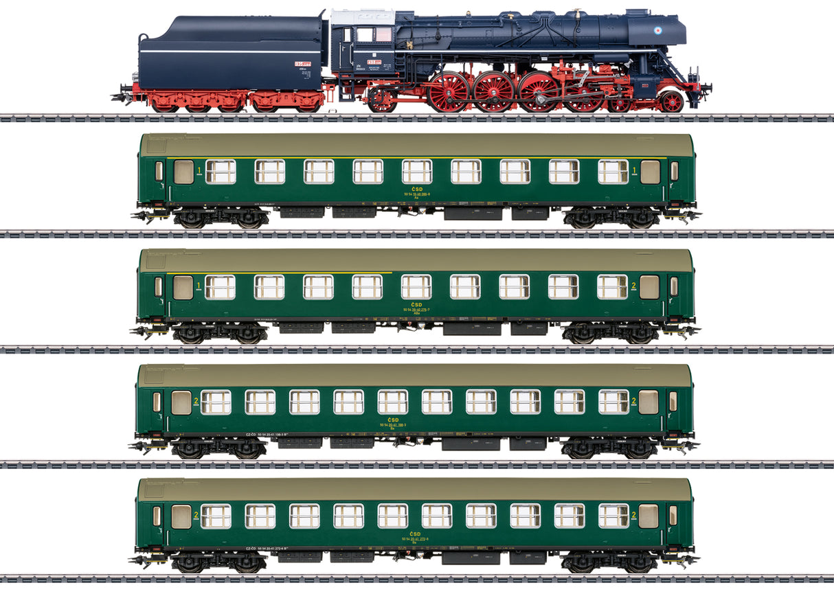 Märklin 26498 – Set de tren museo “Albatros” con vapor clase 498.1 y 4 coches UIC-Y, H0 escala 1:87, digital mfx+ con sonido