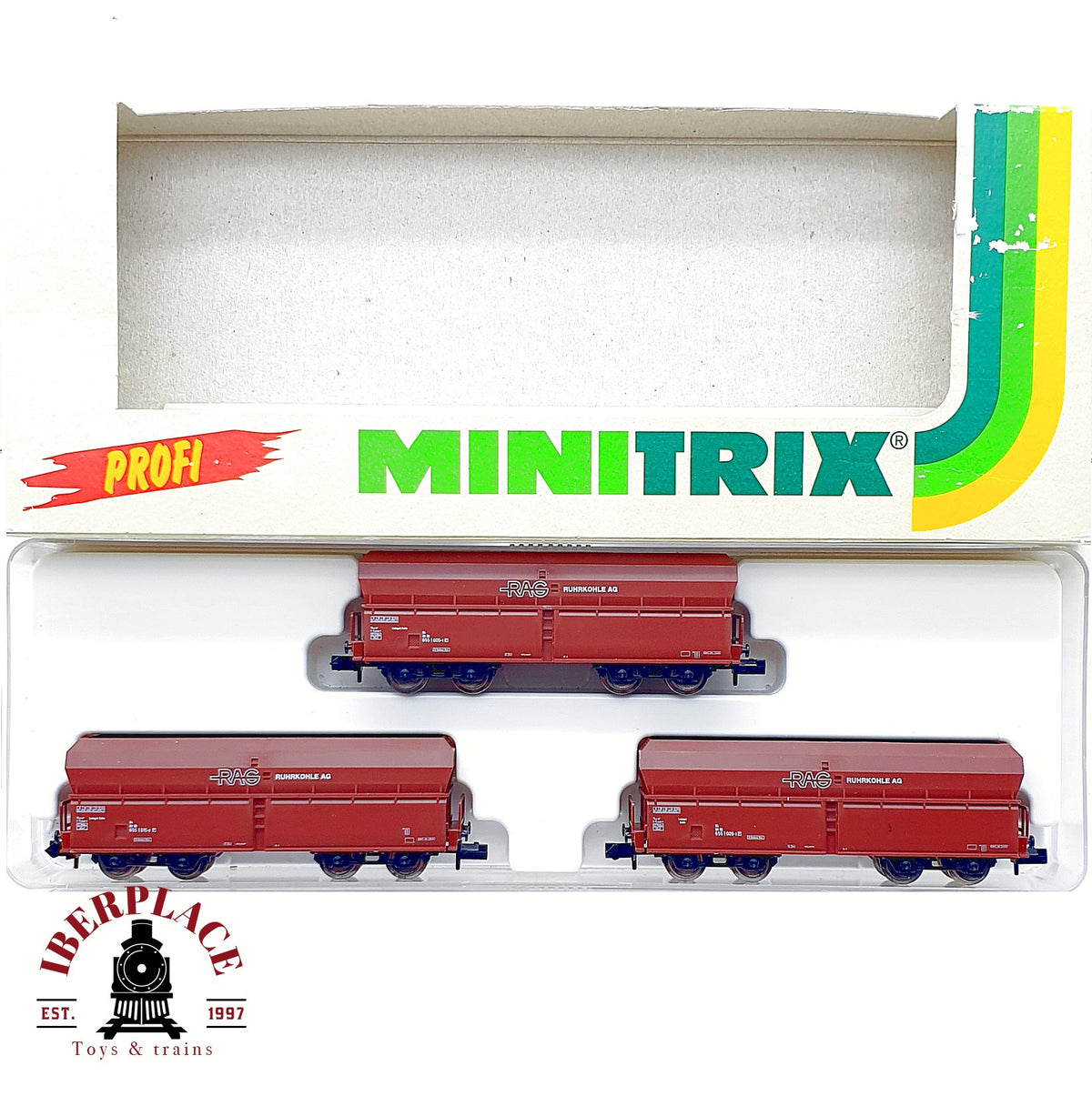 ♻️ Minitirx 13981 Set vagones tolva RAG Ruhrkohle AG DB Ep IV escala N 1:160