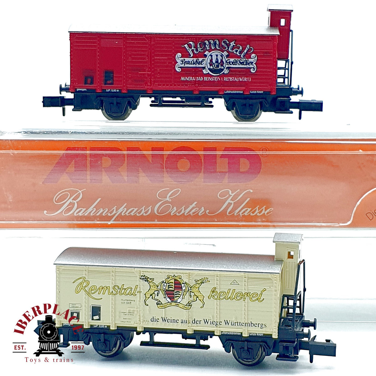 ♻️ Arnold 50-001 set 2 Vagones Remstal Sprudel y Remstal Kellerei Garita escala N 1:160