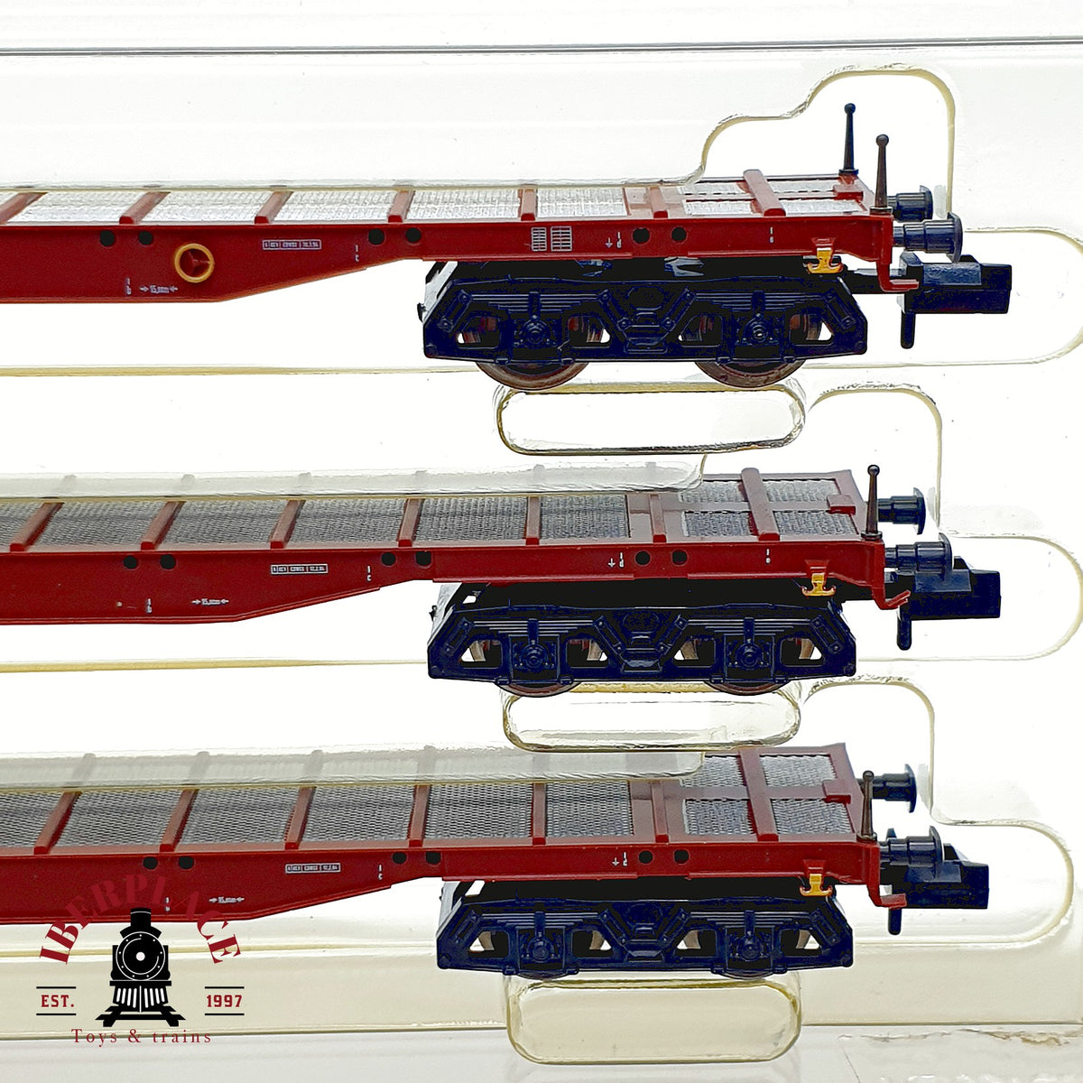 ♻️ Minitrix 13459 Set 3 vagones teleros carga troncos madera DB Ep IV escala N 1:160