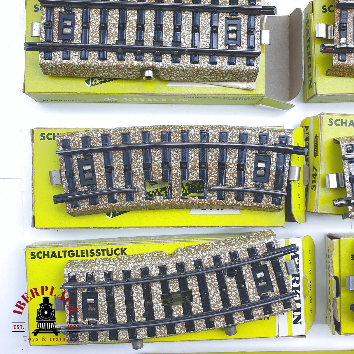 ♻️ 2da mano - Märklin 39x vías rectas curvas y desvíos sistema M H0 escala 1:87