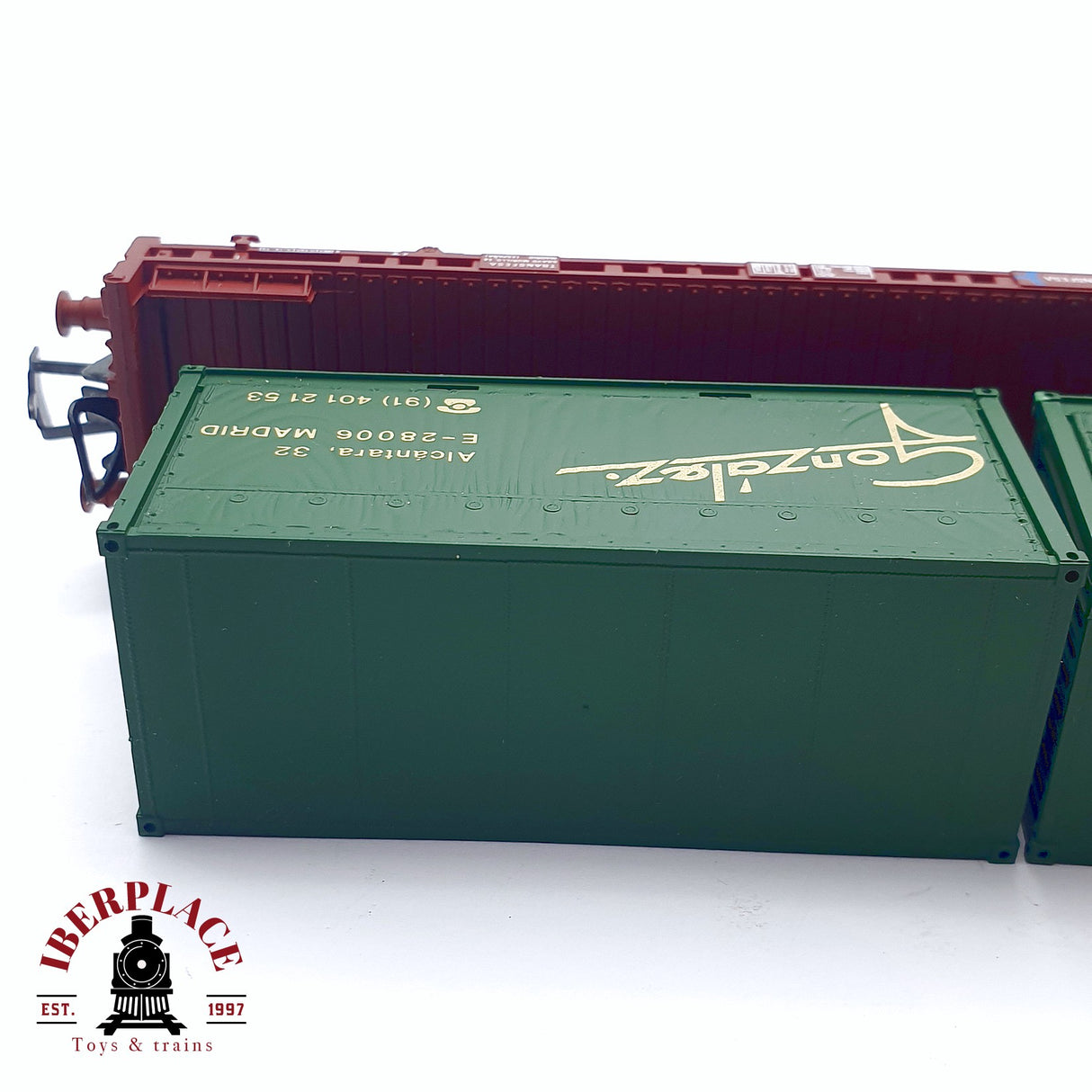 ♻️ 2da mano - DC Electrotren 1440 plataforma con contenedores Gonzales Transfesa RENFE H0 escala 1:87