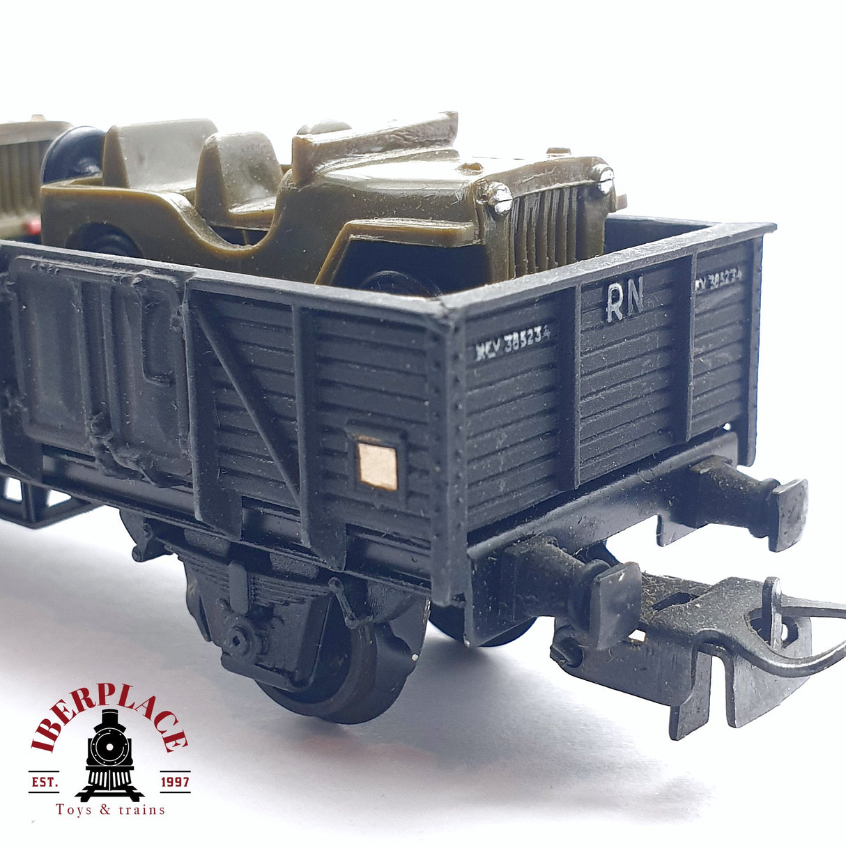 ♻️ 2da mano - DC Electrotren 1351 vagón de bordes altos con coches de carga RENFE H0 escala 1:87