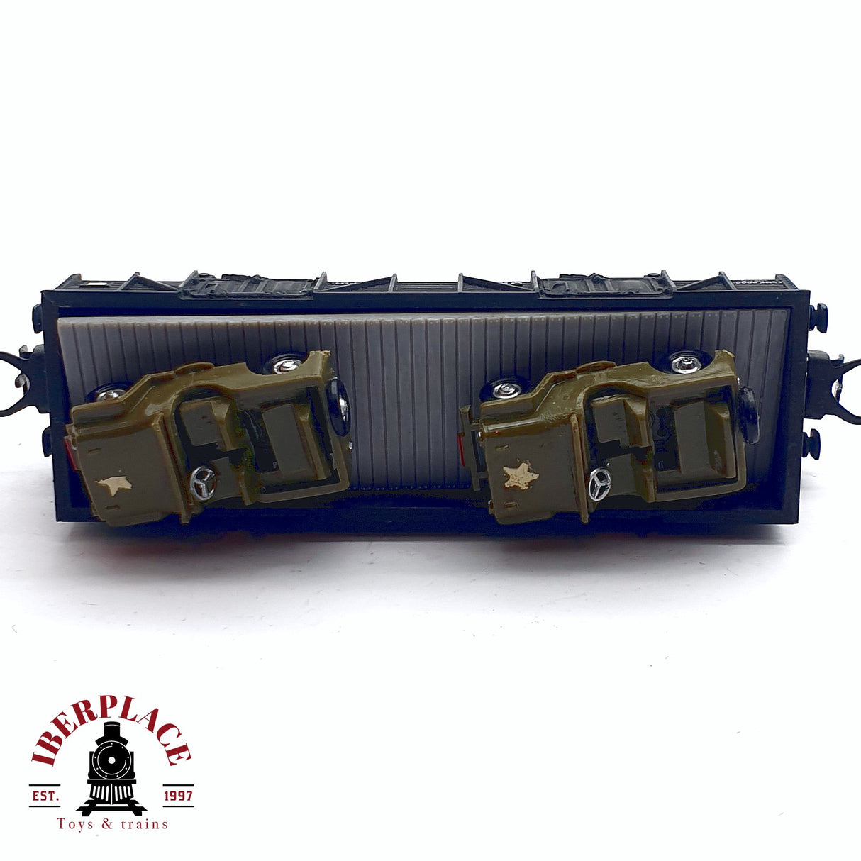 ♻️ 2da mano - DC Electrotren 1351 vagón de bordes altos con coches de carga RENFE H0 escala 1:87