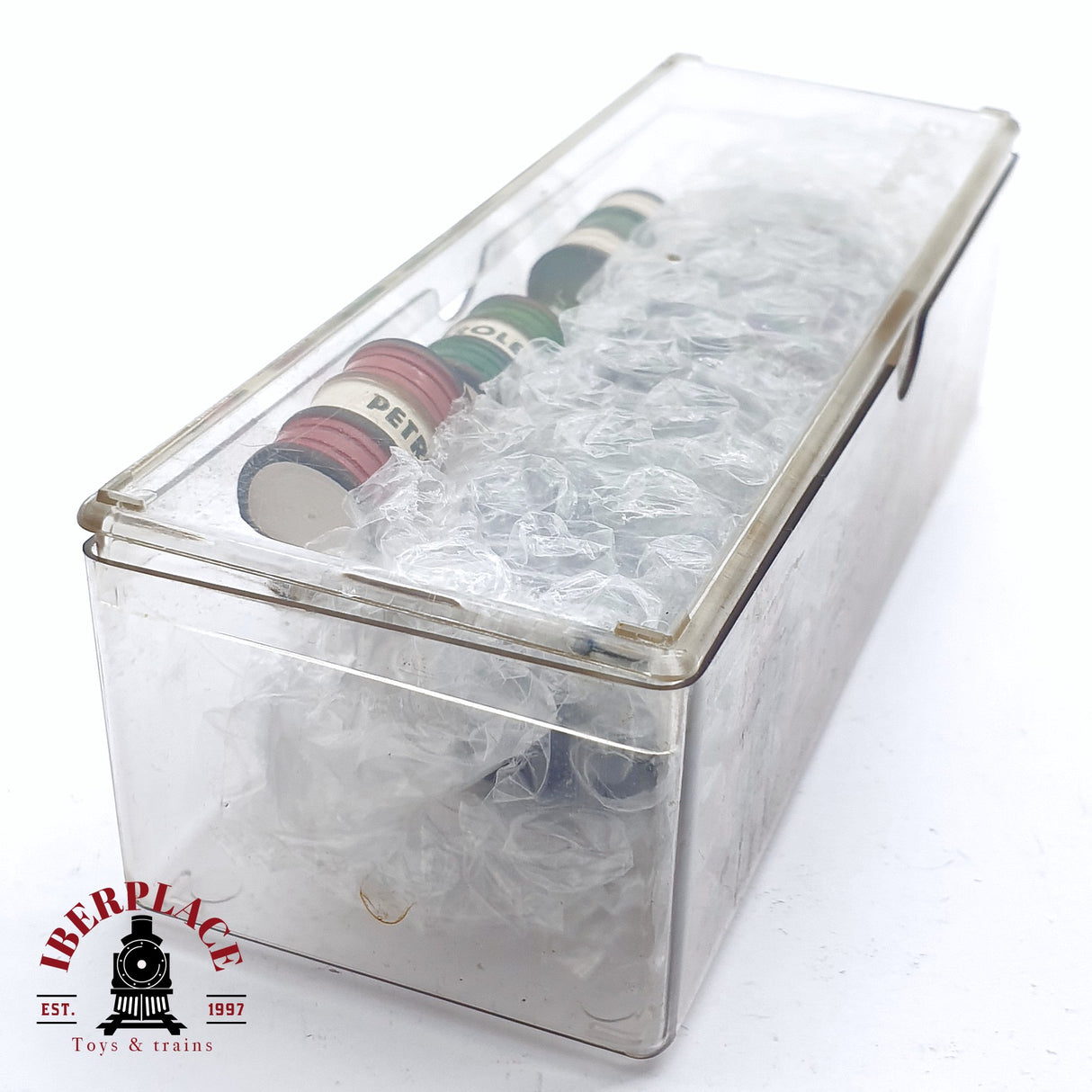 ♻️ 2da mano - DC Electrotren vagón de bordes altos con carga bidones de petróleo RENFE H0 escala 1:87