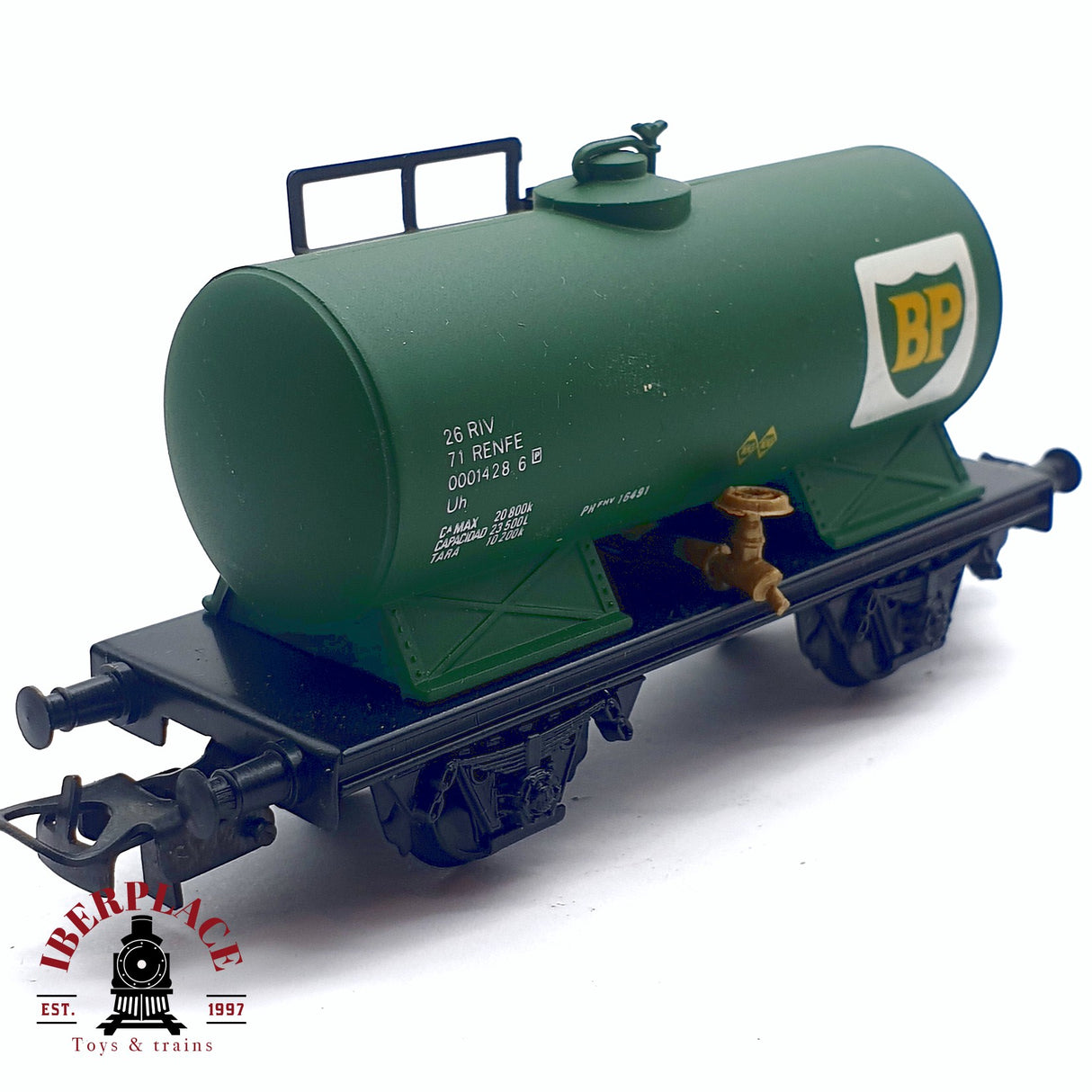 ♻️ 2da mano - DC Electrotren 1803 vagón cisterna Bp verde RENFE H0 escala 1:87