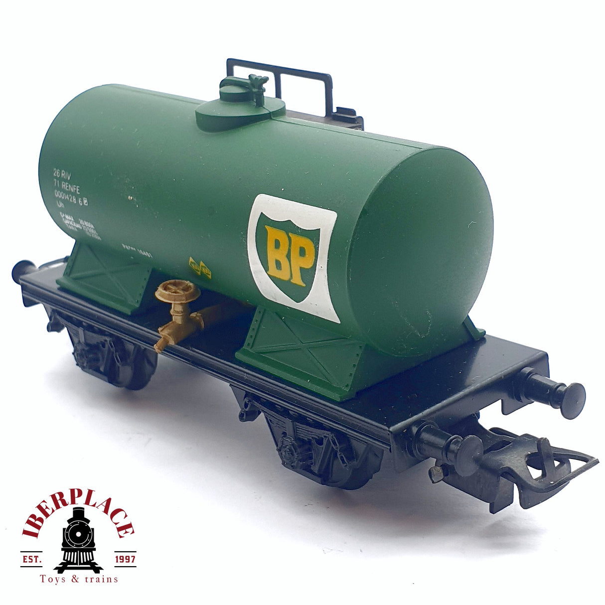 ♻️ 2da mano - DC Electrotren 1803 vagón cisterna Bp verde RENFE H0 escala 1:87