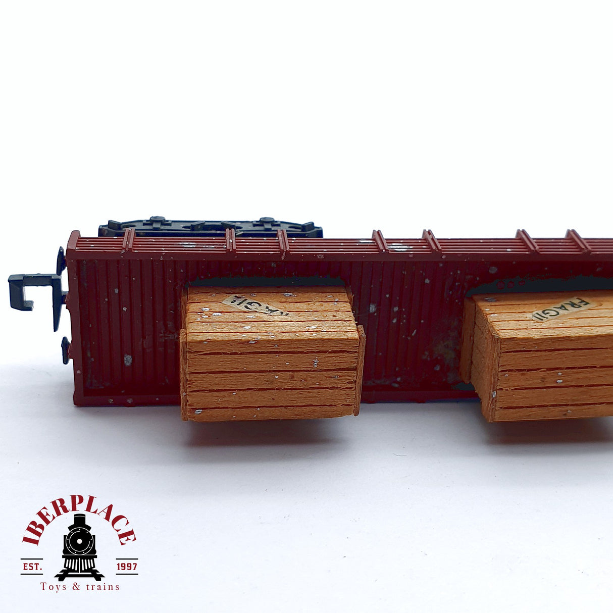 ♻️ 2da mano - IBERTREN vagón mercancias de borde bajo con carga RENFE N escala 1:160
