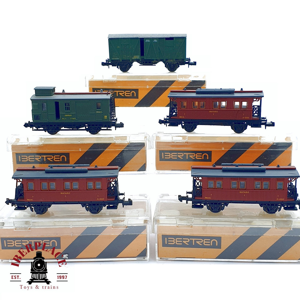 ♻️ 2da mano - IBERTREN 5x 247 371 223 vagones pasajero y equipajes RENFE N escala 1:160
