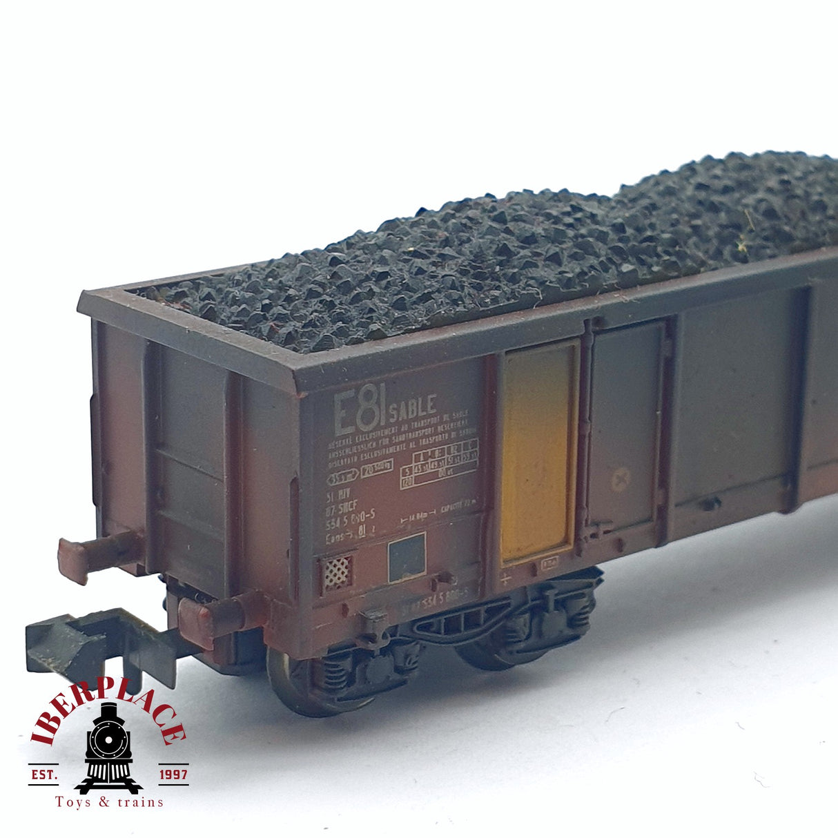 ♻️ 2da mano - Roco 25196 vagón mercancias envejecido con carbón N escala 1:160