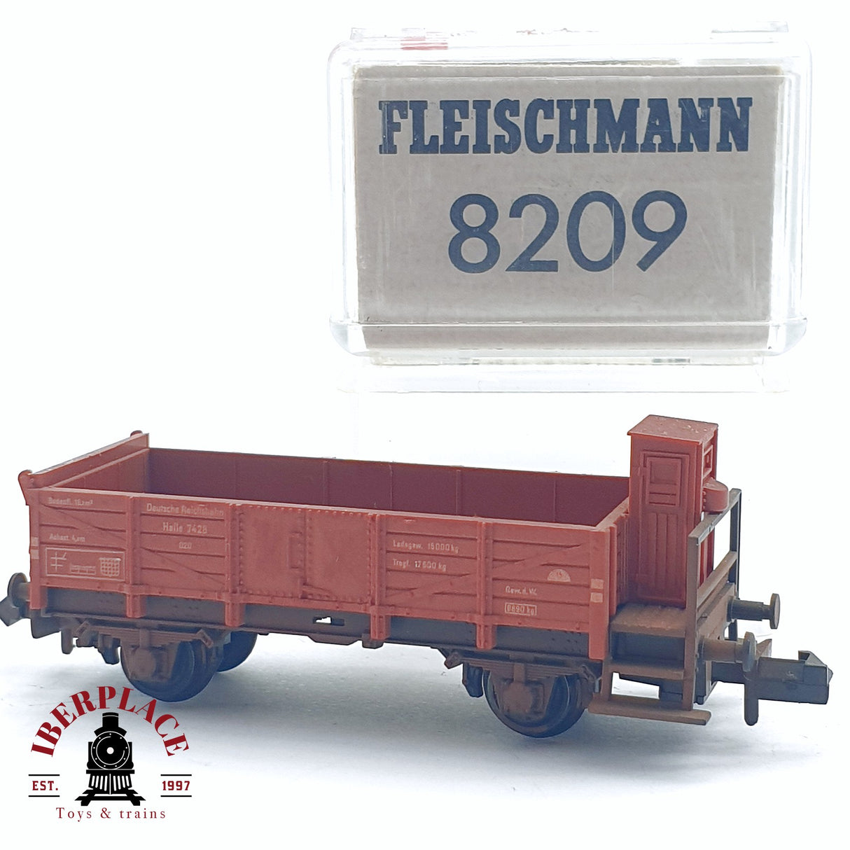 ♻️ 2da mano - Fleischmann 8209 vagón de borde alto con garita DR N escala 1:160