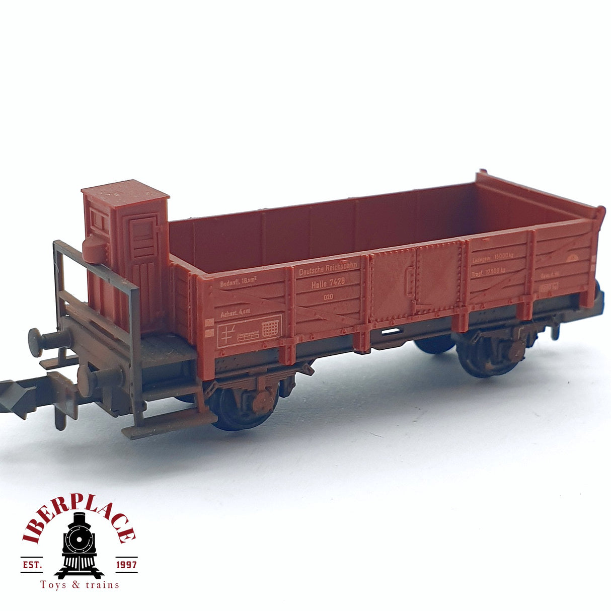 ♻️ 2da mano - Fleischmann 8209 vagón de borde alto con garita DR N escala 1:160