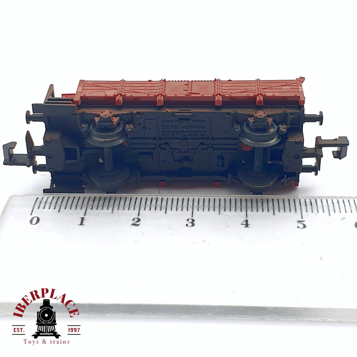 ♻️ 2da mano - Fleischmann 8209 vagón de borde alto con garita DR N escala 1:160