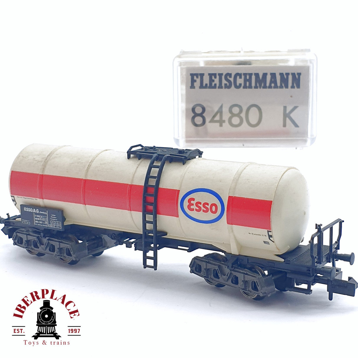 ♻️ 2da mano - Fleischmann 8480K vagón cisterna Esso DB N escala 1:160