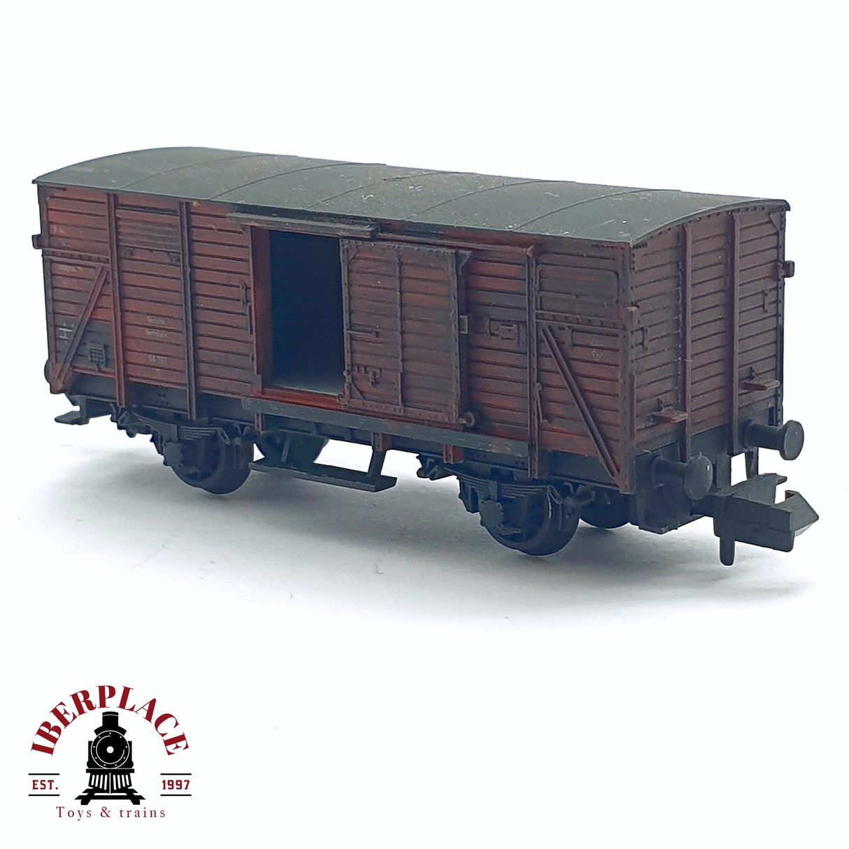 ♻️ 2da mano - Fleischmann vagón mercancia de puerta corrediza envejecido DR N escala 1:160