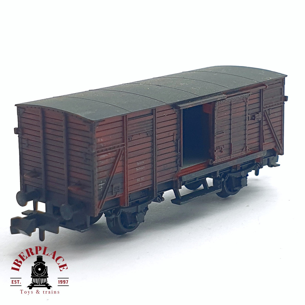 ♻️ 2da mano - Fleischmann vagón mercancia de puerta corrediza envejecido DR N escala 1:160
