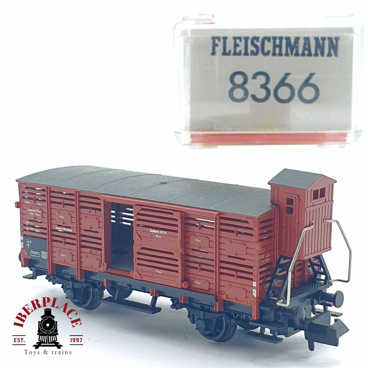 ♻️ 2da mano - Fleischmann 8366 vagón transporte de animales DR N escala 1:160