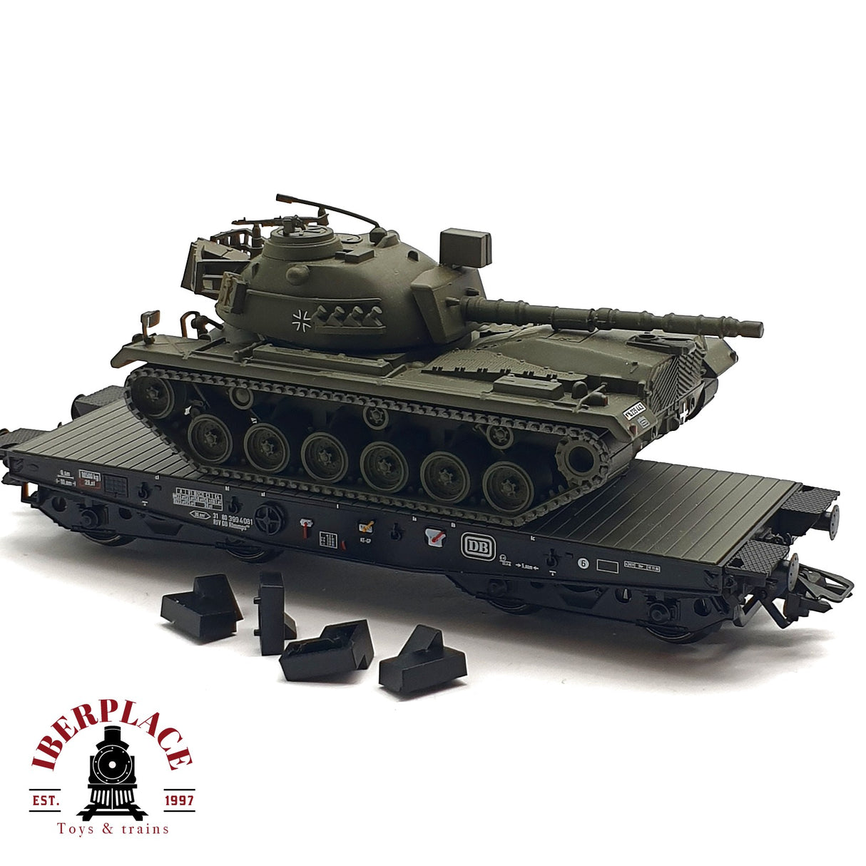 ♻️ 2da mano - Märklin vagón plataforma con tanque de guerra DB 399 H0 escala 1:87 A11