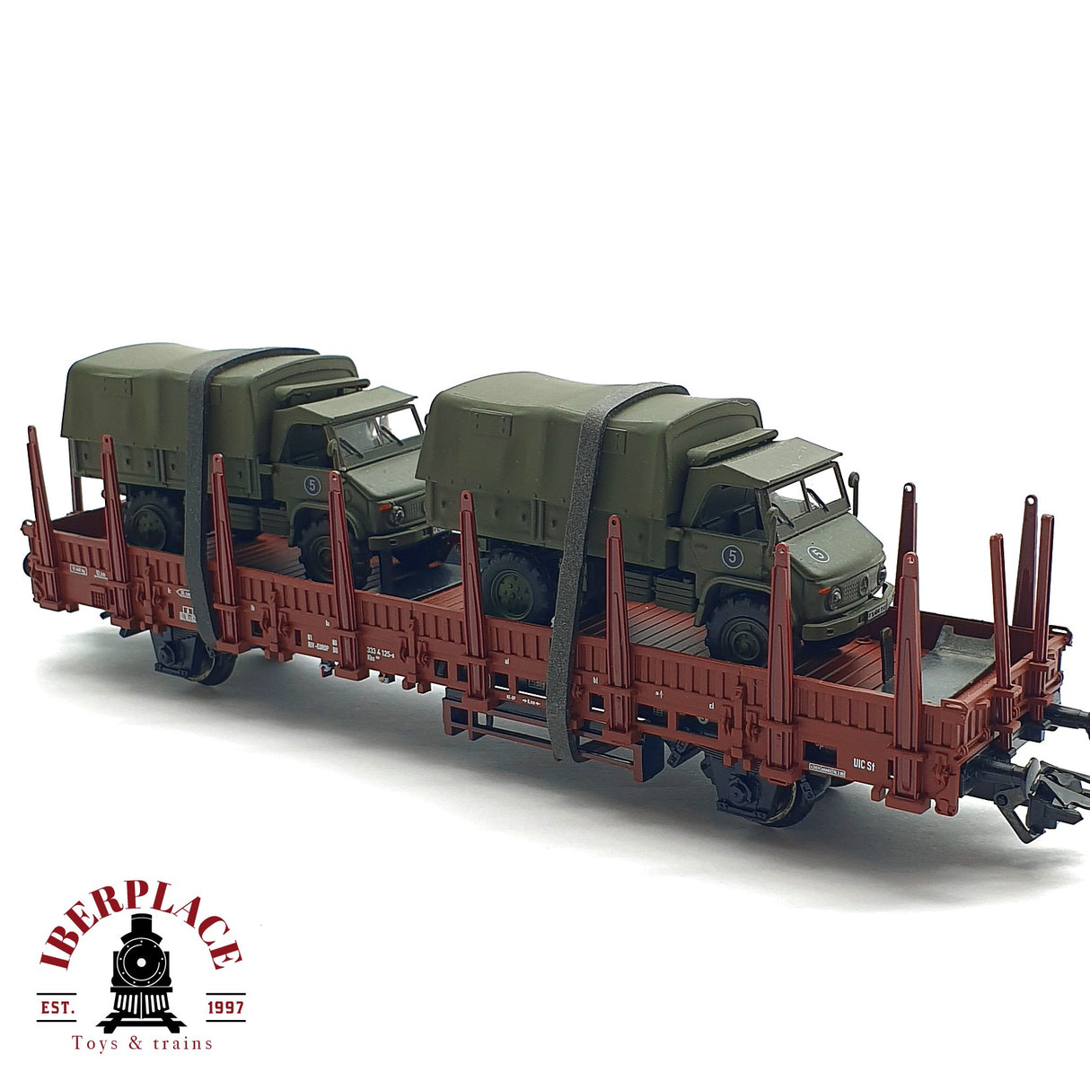 ♻️ 2da mano - Märklin vagón telero con coches militares EUROP DB H0 escala 1:87 A11