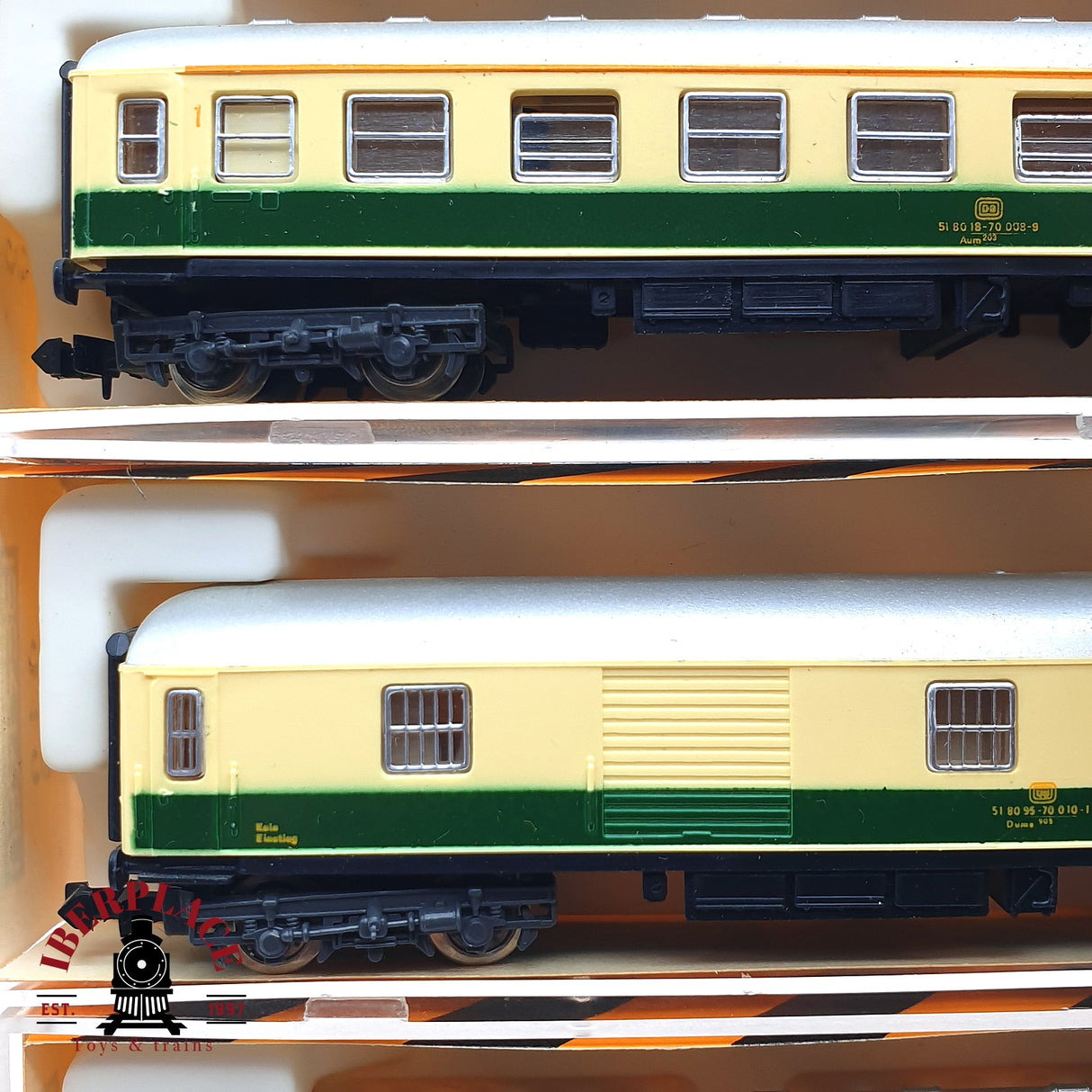 ♻️ 2da mano - Ibertren 3x vagones pasajeros y equipajes DB N escala 1:160 AN10
