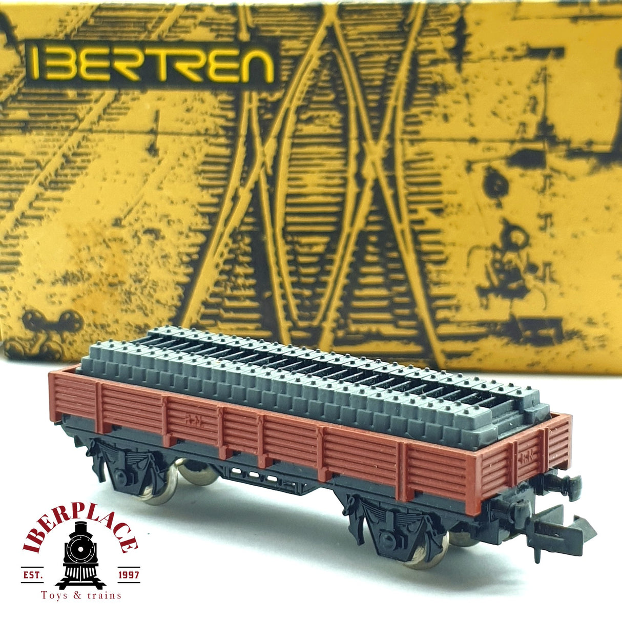 ♻️ 2da mano - Ibertren vagón plataforma con carga RENFE N escala 1:160 AN10