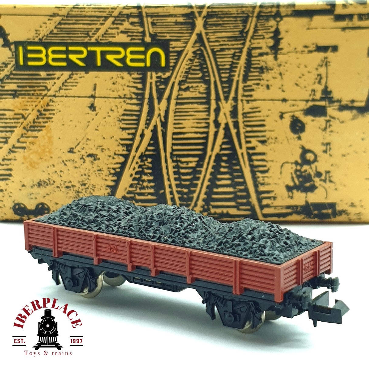 ♻️ 2da mano - Ibertren 301 vagón plataforma con carbón RENFE N escala 1:160 AN10