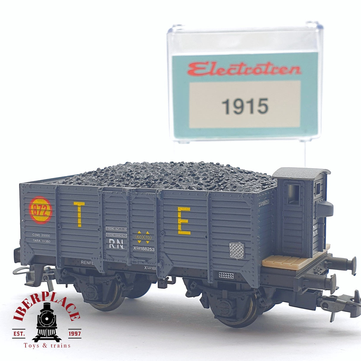 ♻️ 2 mano - Electrotren 1915 vagón con carbón RENFE H0 escala 1:87 AH05