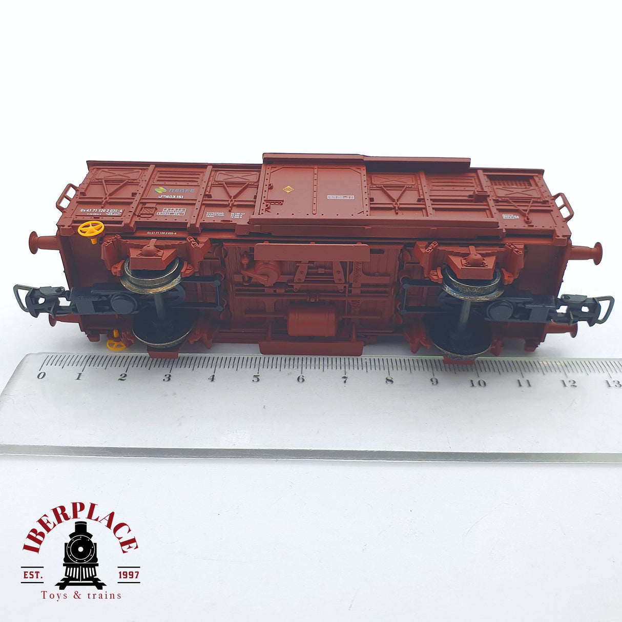 ♻️ 2 mano - Electrotren 1379 vagón cerrado J-2 RENFE H0 escala 1:87 AH05 2/3