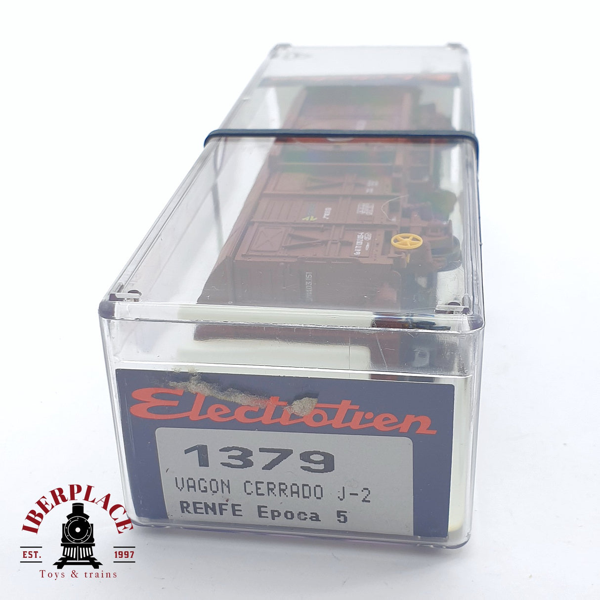 ♻️ 2 mano - Electrotren 1379 vagón cerrado J-2 RENFE H0 escala 1:87 AH05 2/3