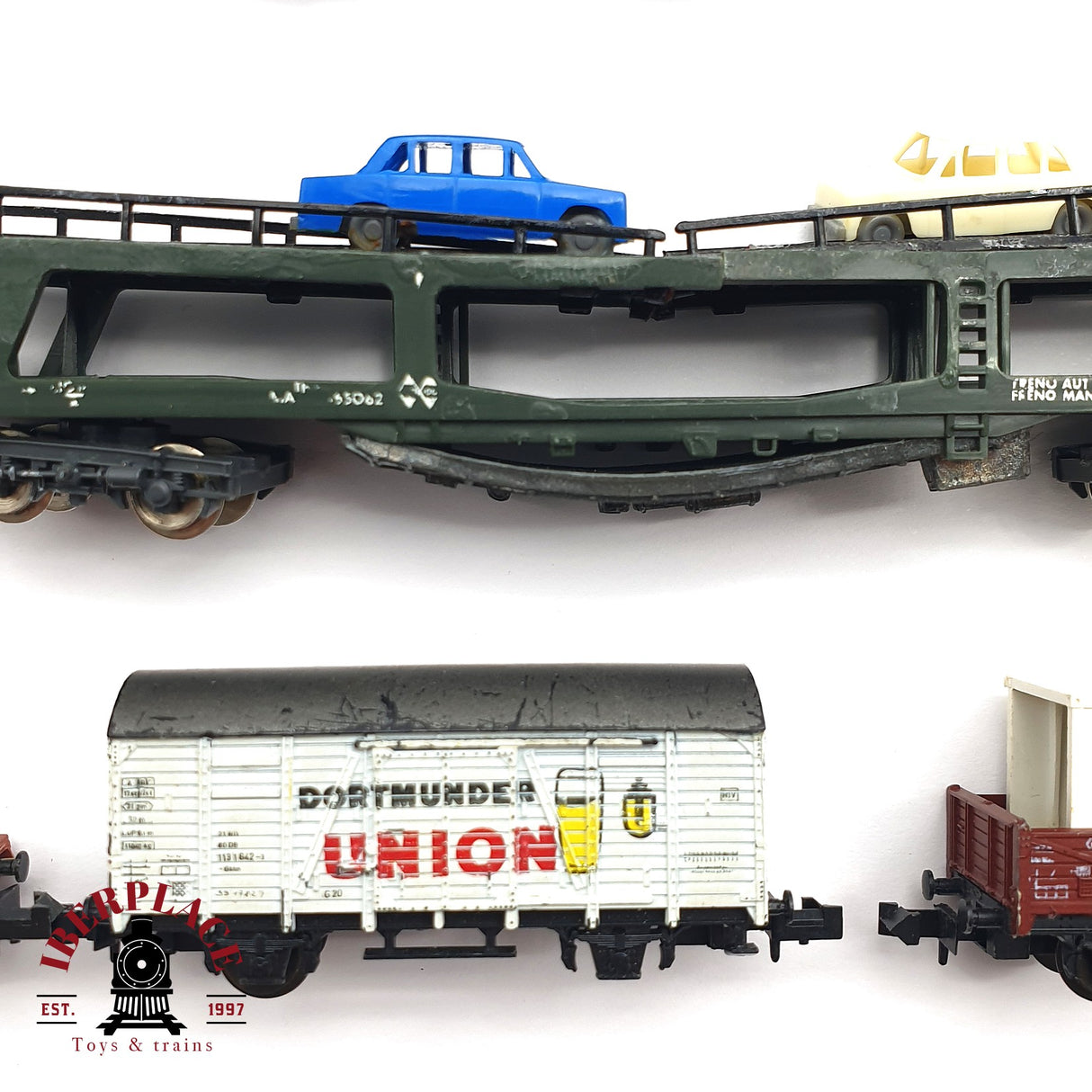 ♻️ 2 mano - Ibertren Fleischmann Locomotora vagones mercancias Restaurar N escala 1:160 AN07