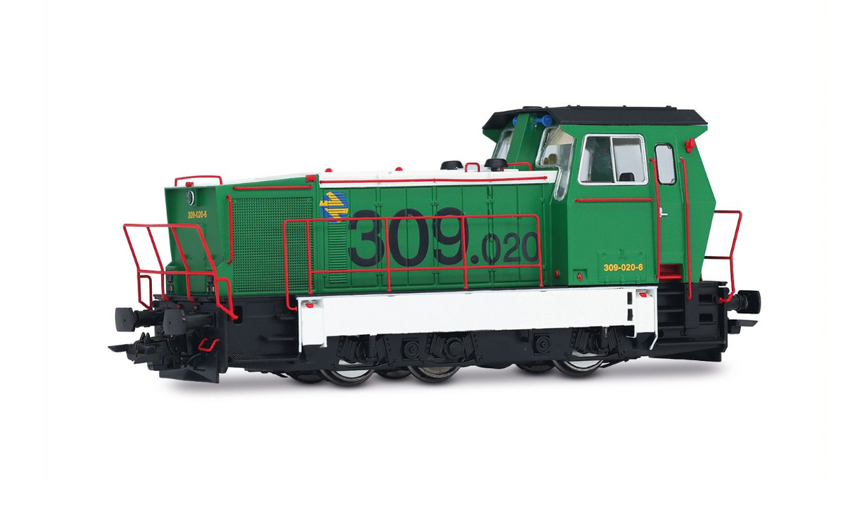 Electrotren HE2027S Digital con sonido locomotora diésel de maniobras serie 309, ADIF decoración verde/blanca, ép. VI H0 escala 1:87