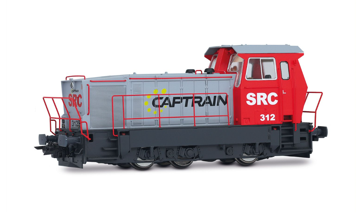 Electrotren HE2029S Digital con sonido locomotora diésel de maniobras 312, decoración "Captrain" rojo-gris, ép. VI RENFE H0 escala 1:87