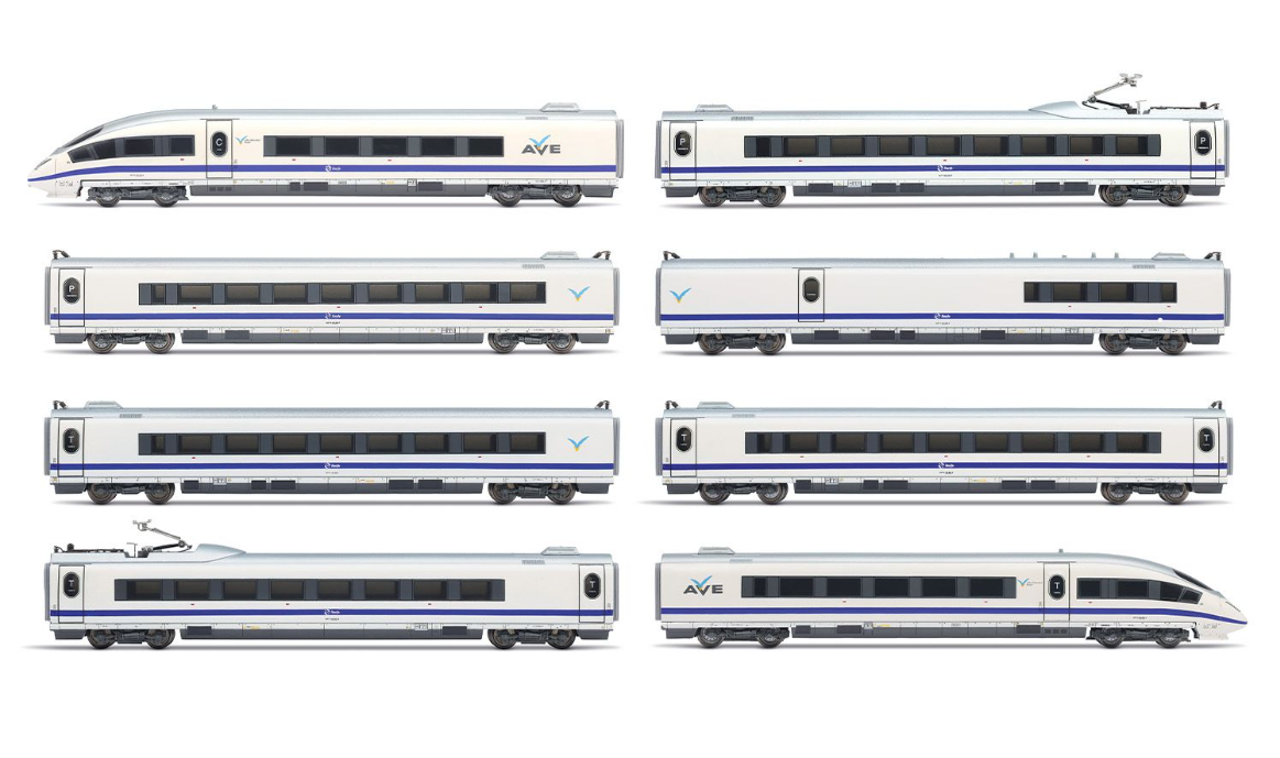 Arnold HN2611 tren de alta velocidad S-103, decoración azul/blanco original, ép. VI RENFE N escala 1:160