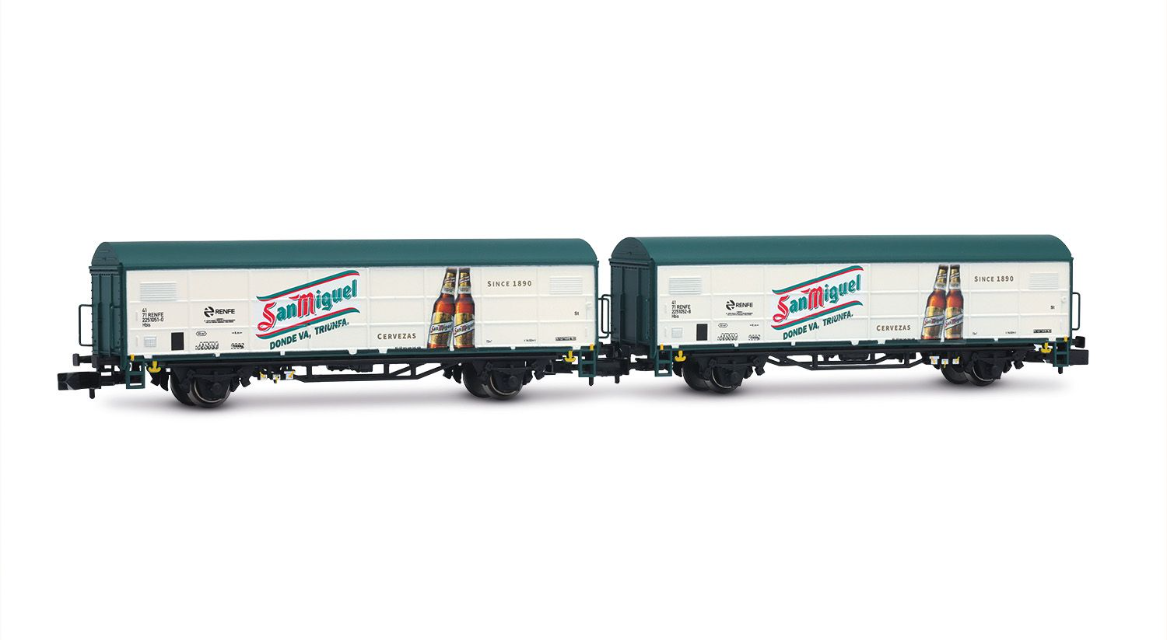 Arnold HN6704 set de 2 vagones JPD "San Miguel", beige/verde, ép. V RENFE N escala 1:160