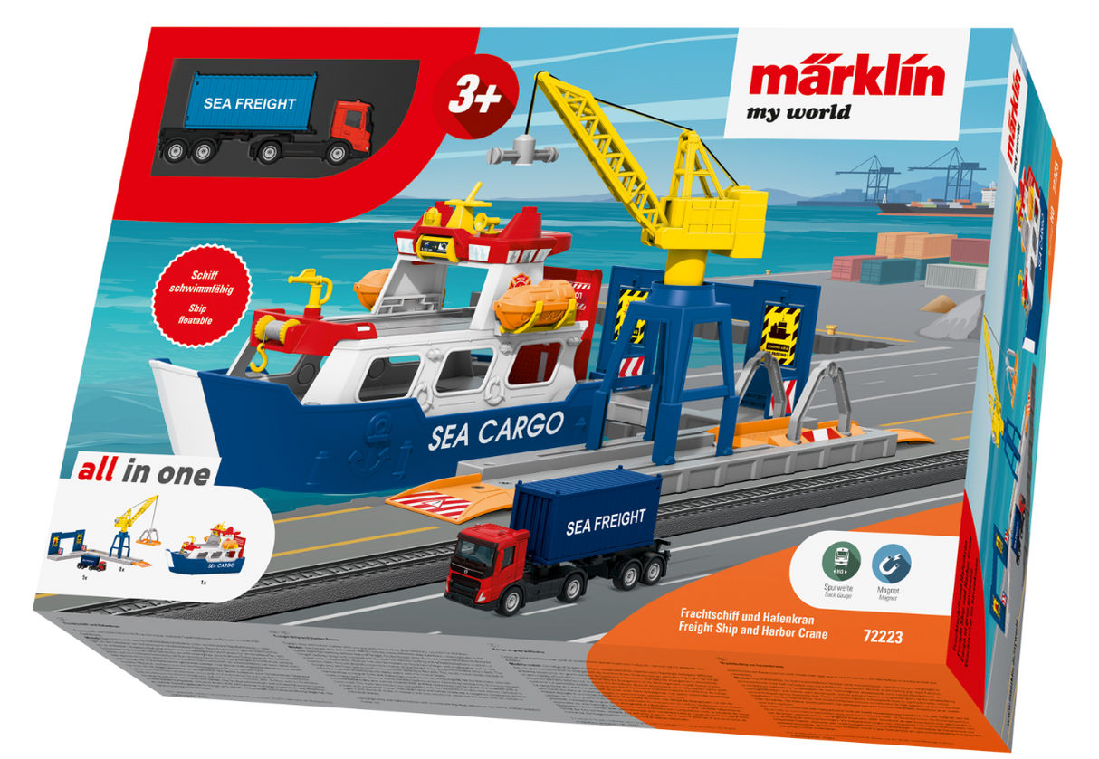 1/87 Märklin my world 072223 Buque de carga y grúa portuaria escala ho 00