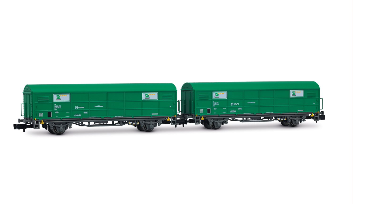 Arnold HN6671 set de 2 vagones JPD "TEM", decoración verde, ép. V RENFE N escala 1:160
